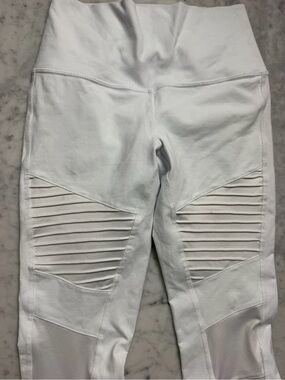 ALO Yoga White Ribbed Panel Leggings
